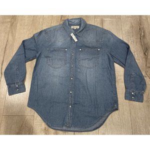 Madewell Size S Western Denim Snap Front Shirt Blue NWT Connet Wash